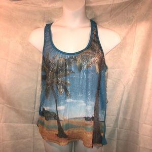 See through over short tank top